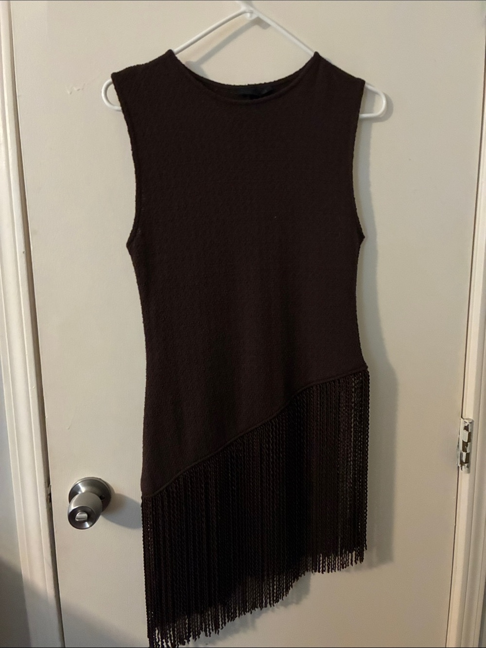 NWT Zara Sleeveless Brown Fringe Knit Shirt, M